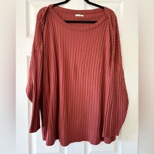 Maurices Ribbed Scoop Neck Sweater in Rust